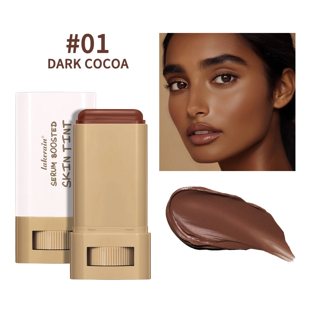 Skin Tint Foundation Stick — 6-Color High-Coverage Balm & Serum Makeup for Smooth, Plump Skin, Travel-Friendly Bronze Stick