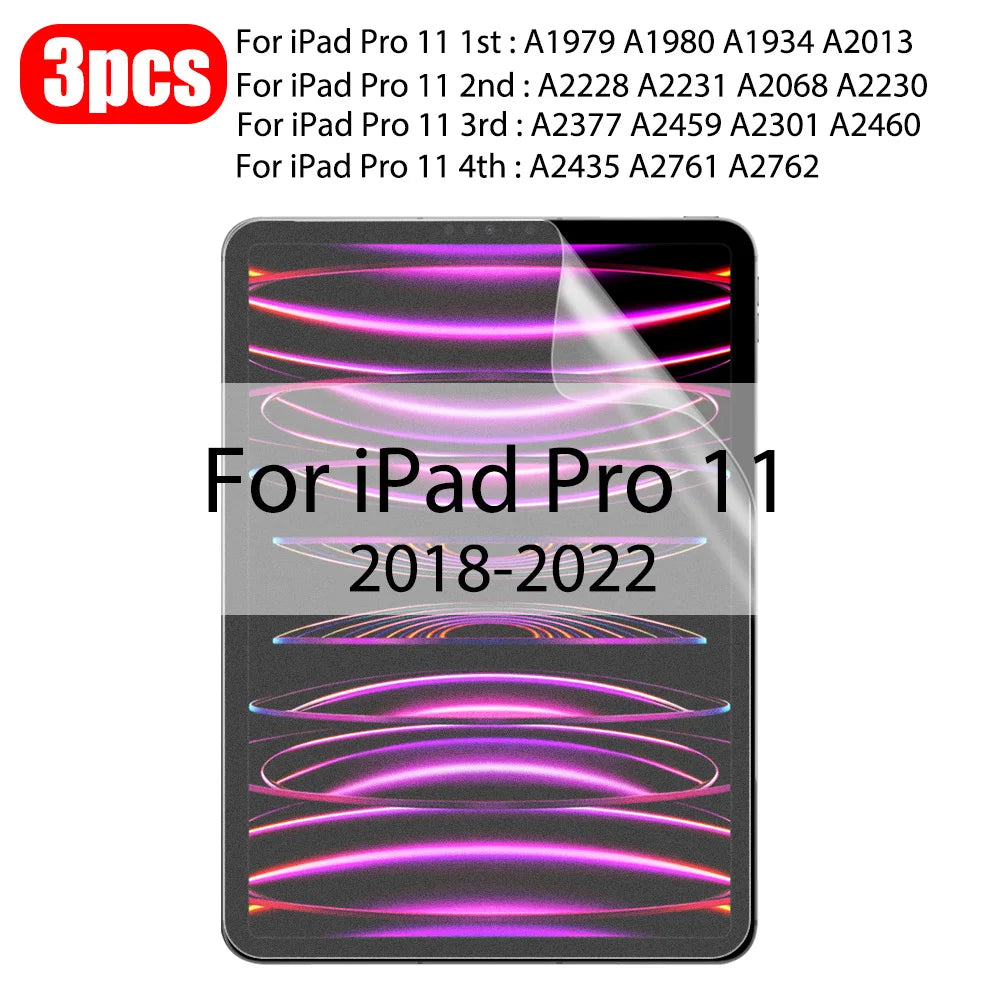 3Pcs Paper-Like Screen Protector for iPad Air & Pro – Compatible with 6th to 10th Gen (11", 12.9", 10.5")
