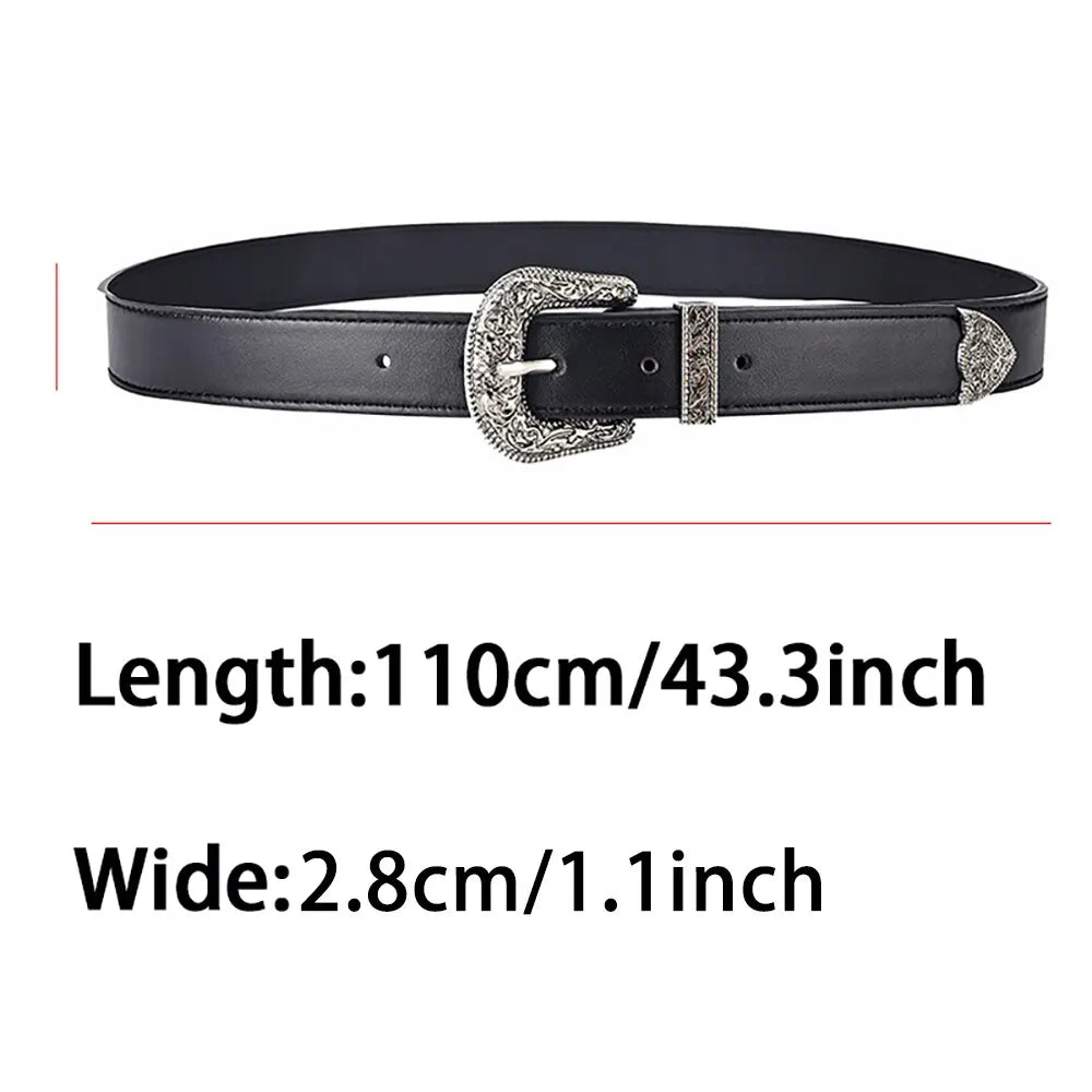 Vintage Carved Needle Buckle Belt — PU Leather Punk Hip Hop Rock Style Unisex Jeans Belt, Y2K Fashion Accessory