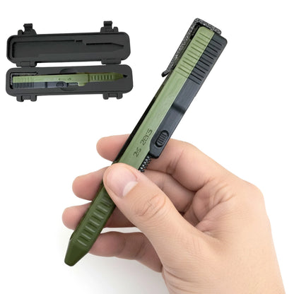 Tactical Slide Action Ballpoint Pen - Refillable Smooth Ink EDC Writing Tool with Case