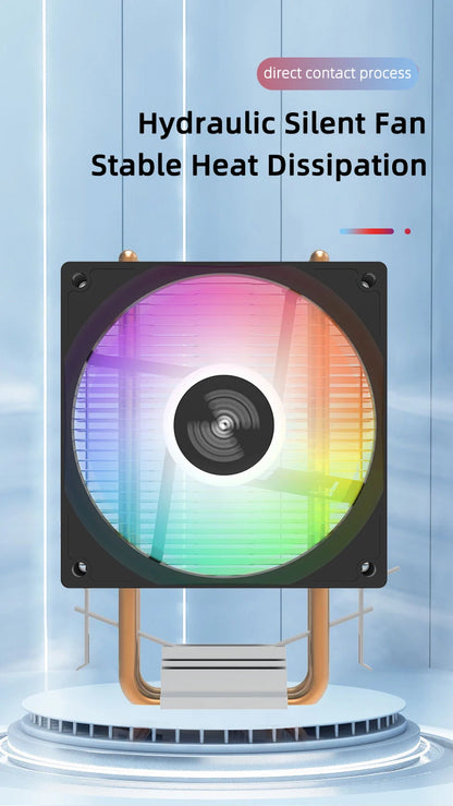 TEUCER CPU Cooler — 2-4 Heat Pipe Radiator with 3-Pin PWM Silent RGB Fan for Intel LGA 1700/1150/1155/1156/1366 & AMD AM2/AM3/AM4