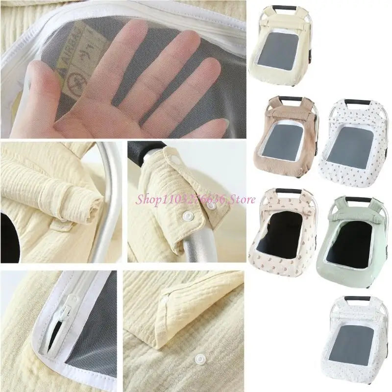 Infant Car Seat Canopy - Breathable Stroller Cover with Window Windproof Baby Sunshade for Boys and Girls