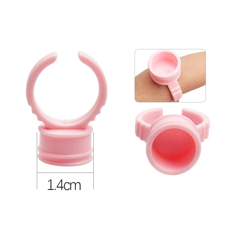 AILEISHI 100PCS Disposable Eyelash Glue Cup Rings – Lash Extension Pigment Holder Tattoo Makeup Tools