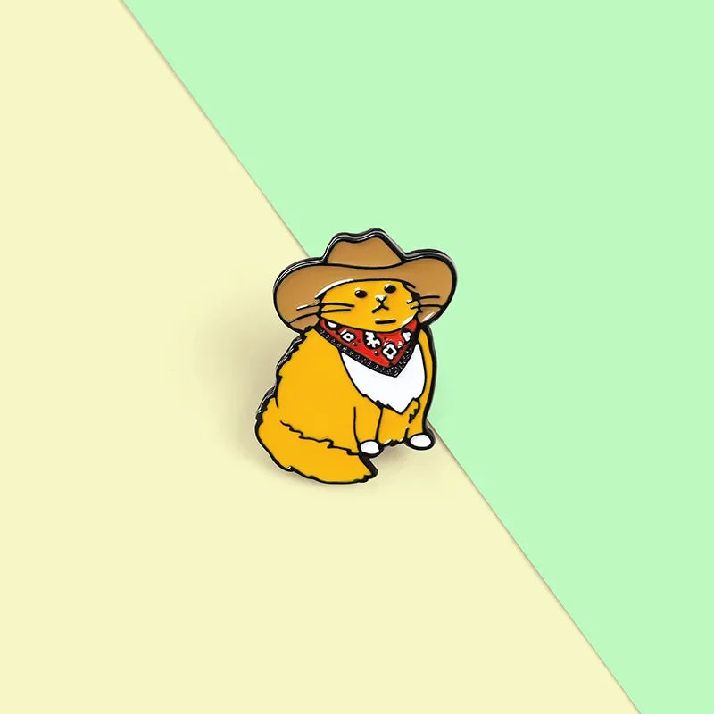 Cartoon Fat Cat with Hat Brooch – Enamel Pin for Backpack, Hat, Shirt & Lapel, Perfect Gift for Friends