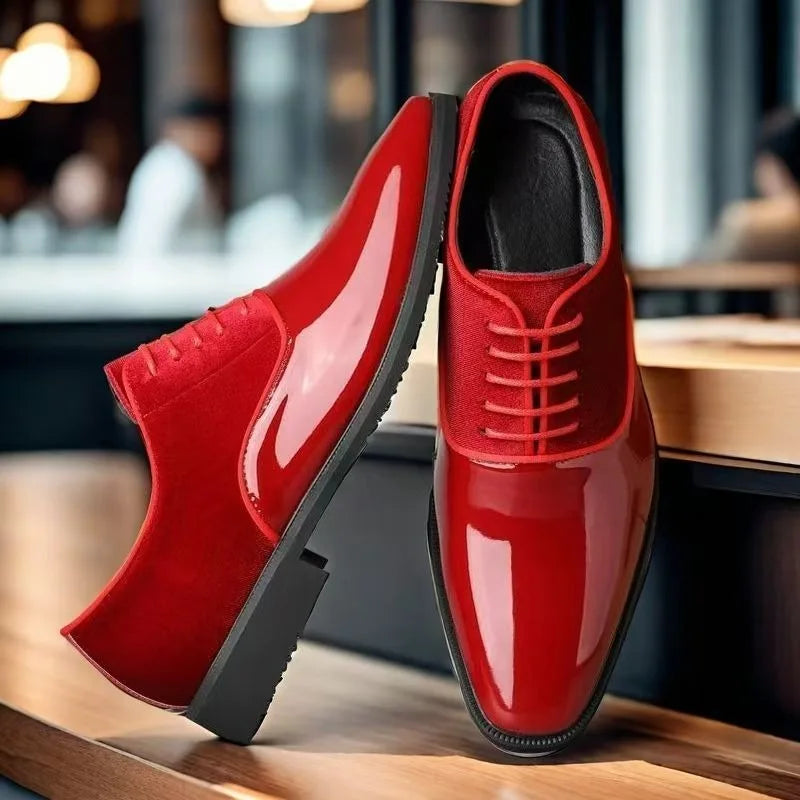 Men’s Patent Leather Oxford Shoes - Elegant Formal Business Casual and Wedding Dress Shoes in Multiple Colors