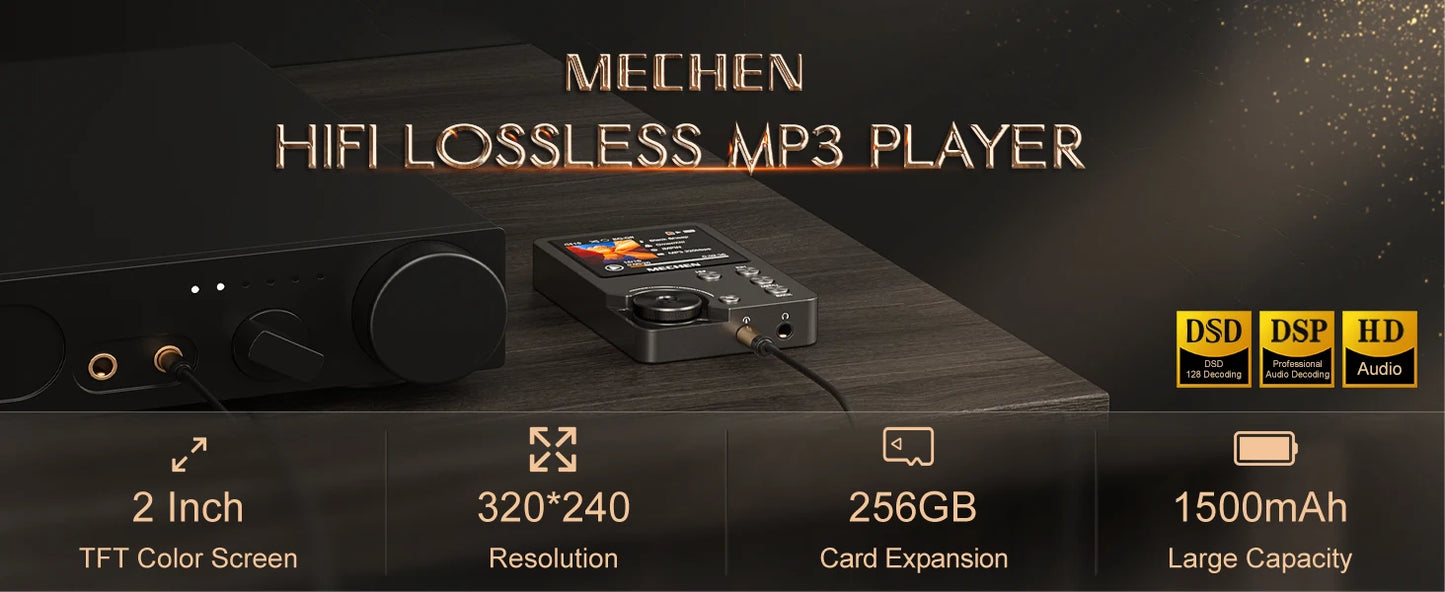 MECHEN M30 Lossless MP3 Player - HiFi Sound, 64GB Memory Card, Expandable Up to 256GB