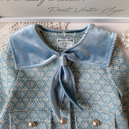 Girls' French Style Spring & Autumn Set 2025 – Baby Girl Two-Piece Outfit with Little Coat & Folding Skirt