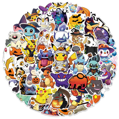 10/30/50PCS Pokémon Anime Stickers - Waterproof Pikachu Cartoon Decals for Phones, Skateboards, Laptops, and Halloween Crafts