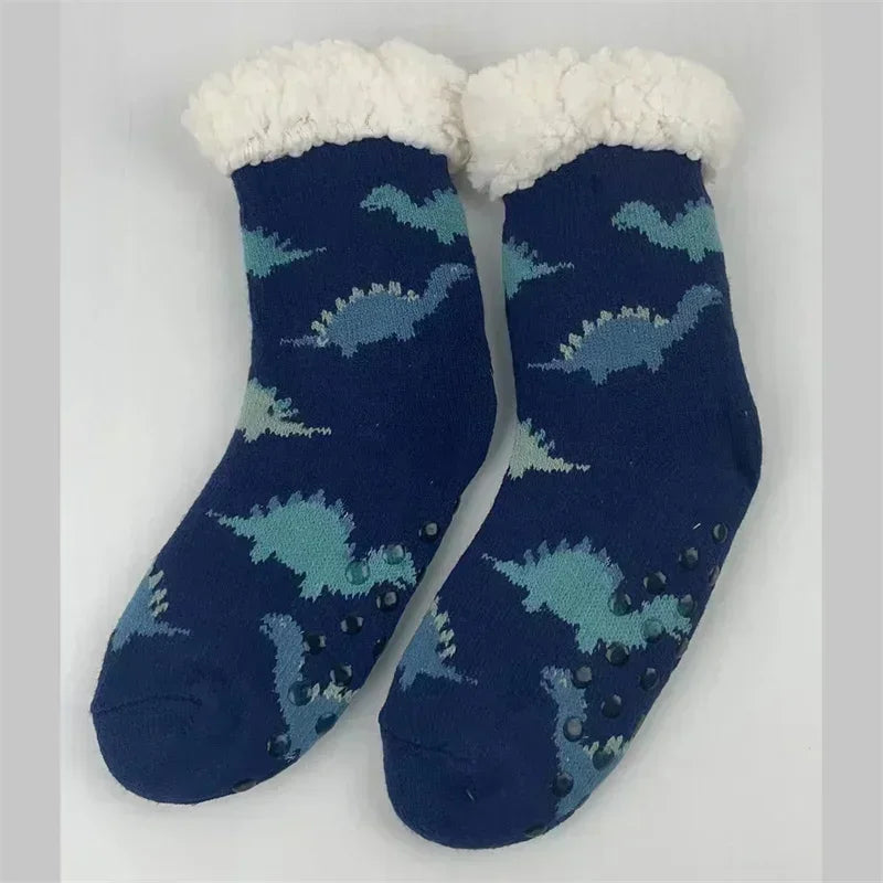 Fuzzy Plush Winter Socks - Warm Non-Slip Snowflake Slipper Socks for Women, Home & Sleeping