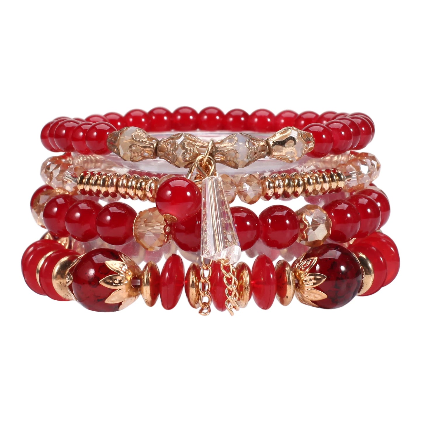 Bohemian Stackable Bead Bracelets - Multilayer Charm Stretch Bangles for Women