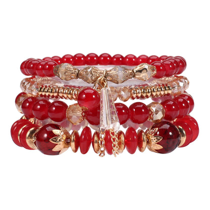 Bohemian Stackable Bead Bracelets - Multilayer Charm Stretch Bangles for Women