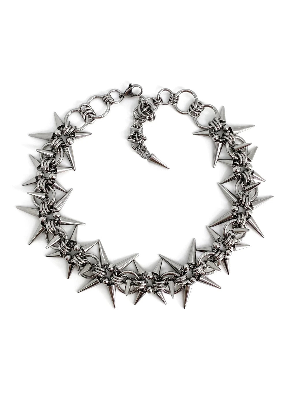 Punk Grunge Rivet Chain Earrings & Geometric Necklace – Handmade Goth Hip Hop Jewelry