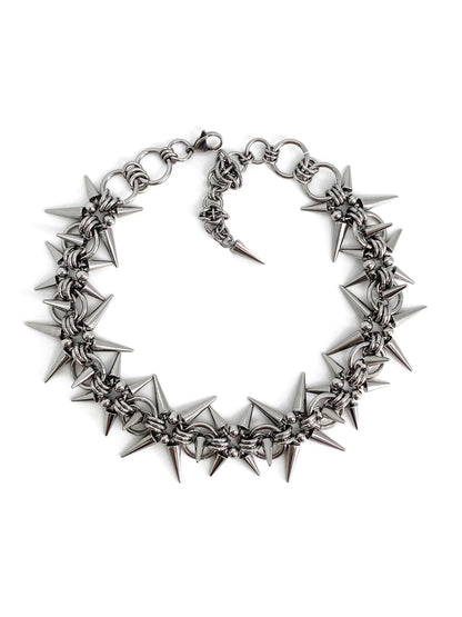 Punk Grunge Rivet Chain Earrings & Geometric Necklace – Handmade Goth Hip Hop Jewelry