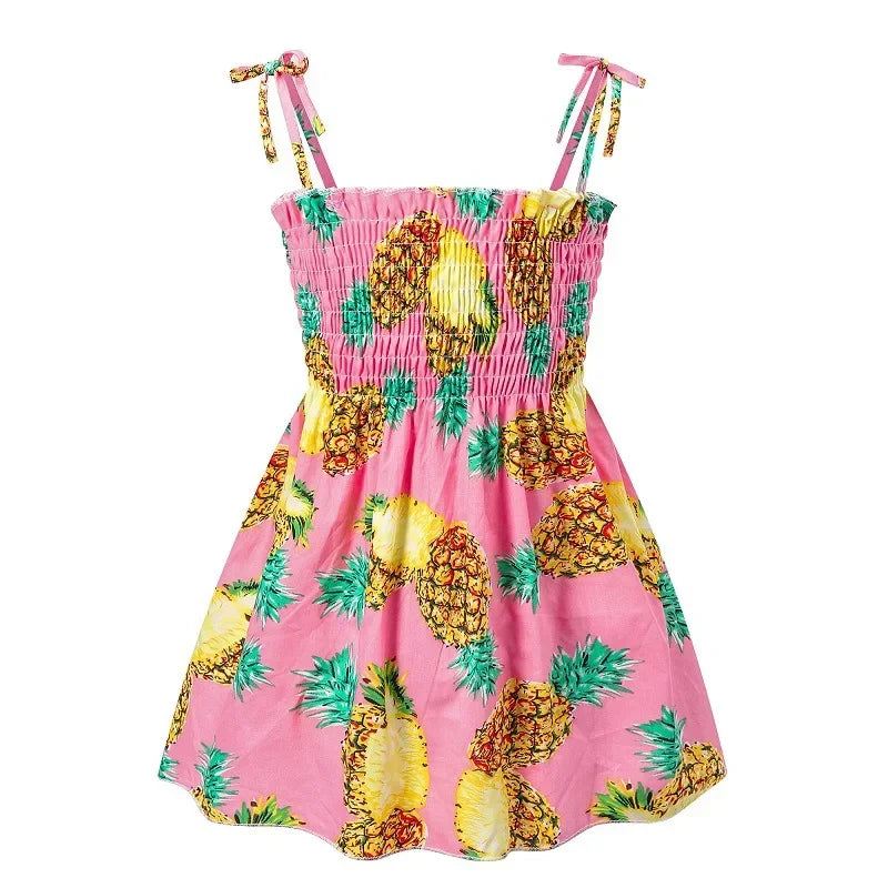 Summer Girls Princess Beach Dress – Strapless Floral Sleeveless Party & Casual Toddler Dress for Ages 1-6 Years