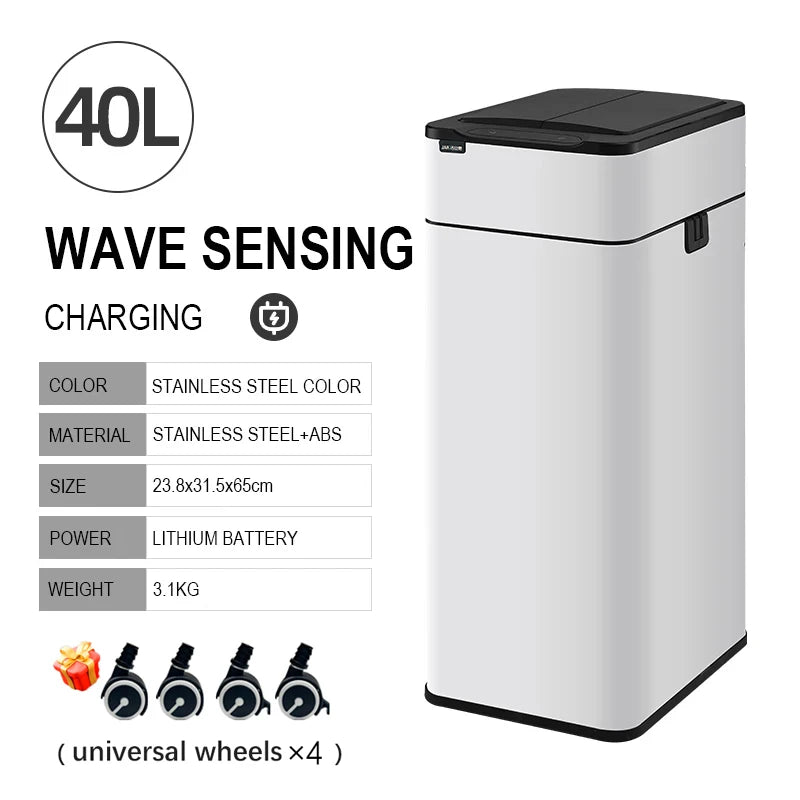 Smart Stainless Steel Trash Can – Automatic Wastebin for Kitchen & Home, 20-60L Large Capacity Garbage Bin