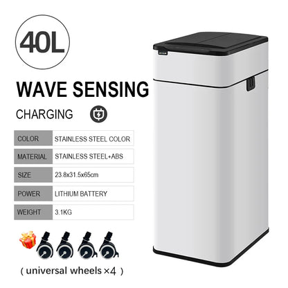 Smart Stainless Steel Trash Can – Automatic Wastebin for Kitchen & Home, 20-60L Large Capacity Garbage Bin
