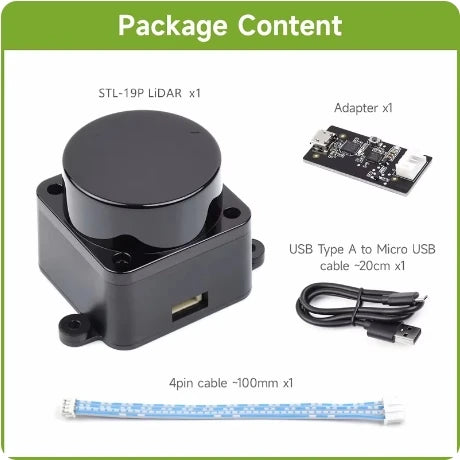 LDROBOT D500 360° Lidar Scanner — TOF Laser Radar 30000Lux, ROS1/ROS2 Compatible, Indoor & Outdoor Replacement for D300 Kit
