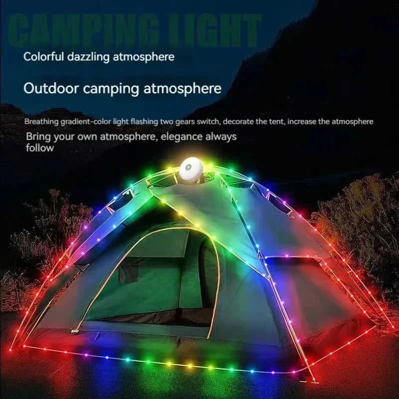 4-in-1 LED Camping Lamp Strip – 10M Waterproof Light Belt for Tent, Room & Outdoor Garden Decoration