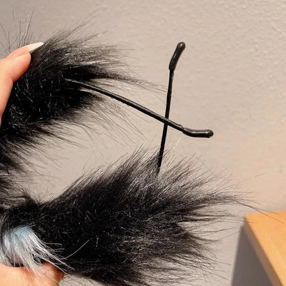Cute Cat Ear Headband - Plush Christmas Animal Hairband for Kids Holiday Dress-Up & Hair Accessories