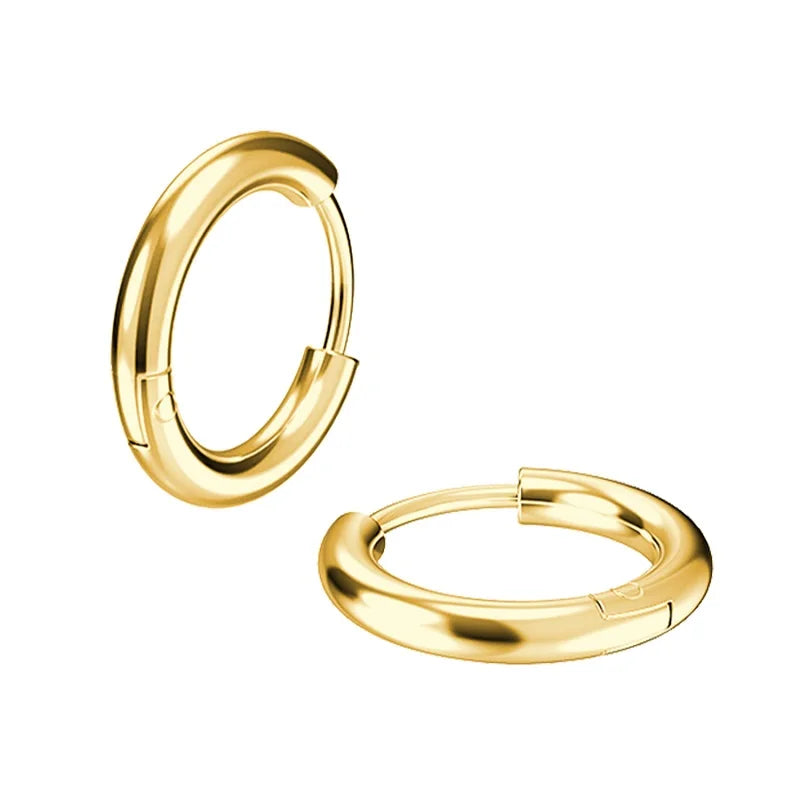 Tiny Stainless Steel Hoop Earrings - 8-20mm Dainty Round Ear Buckle Piercing Jewelry for Women & Men