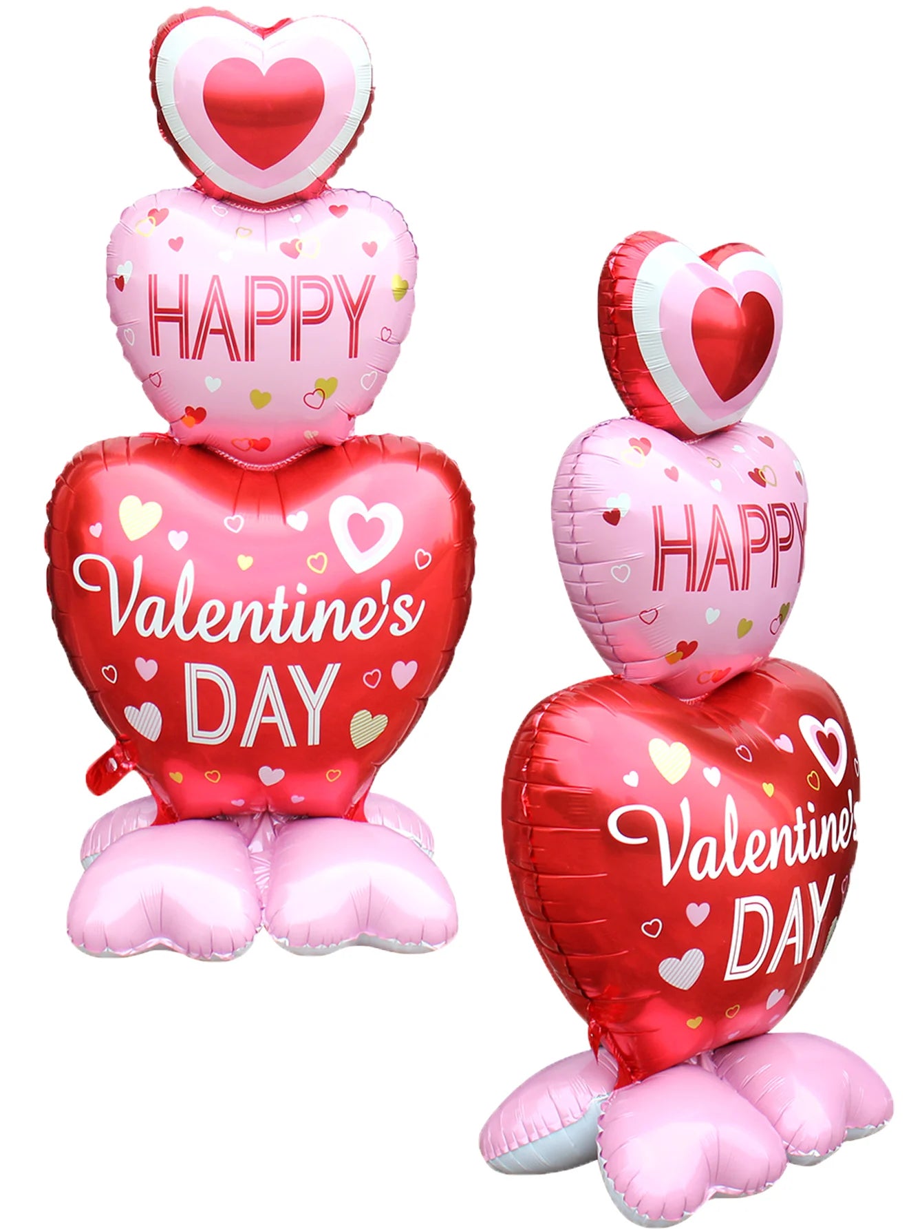 Happy Valentine’s Day Heart Balloon Stand Set – Love Bear & Heart-to-Heart Balloons Wedding Party Decoration