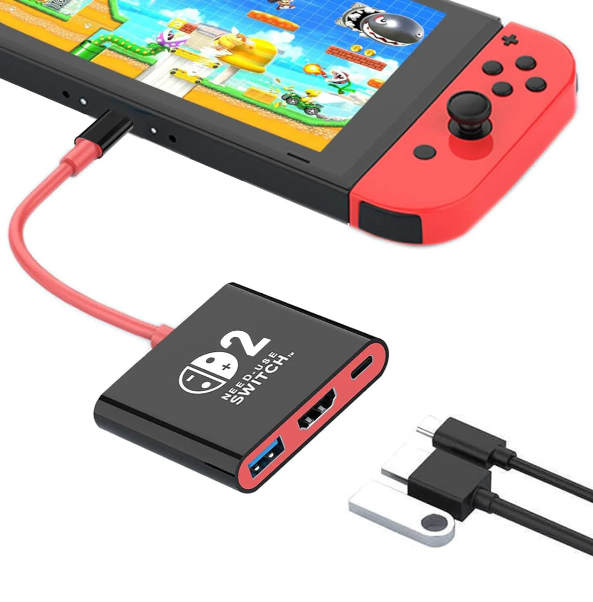 Switch 2 Dock HDMI 4K USB 3.0 Hub Adapter – Portable Docking Station & USB Splitter for NDS, Switch 2, Laptops, PC, iPad & MacBook