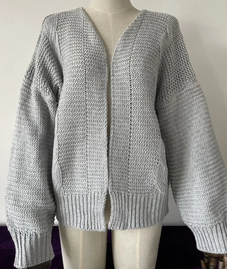 ALLUKASA Women’s Autumn Winter Cardigan – Plush Batwing Long Sleeve Loose Knit Sweater Outerwear Fashion Pullover