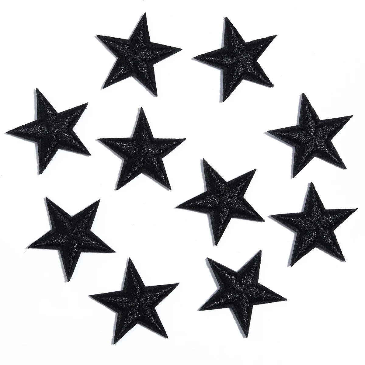 10pcs Mini Star Iron-On Embroidery Patches – Small Pentagram Appliques for DIY Clothing, Black White Gold Fashion Decoration