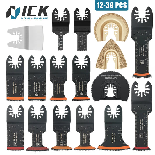 Tooth Oscillating Saw Blade Kit - 10-39PCS Carbide Multitool Blades for Wood PVC & Metal Cutting