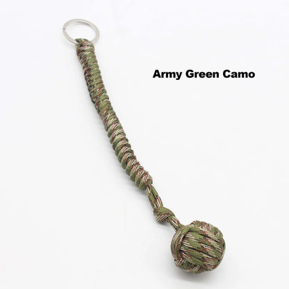 Black Monkey Fist Steel Ball – Outdoor Self-Defense Keychain for Survival & Personal Protection