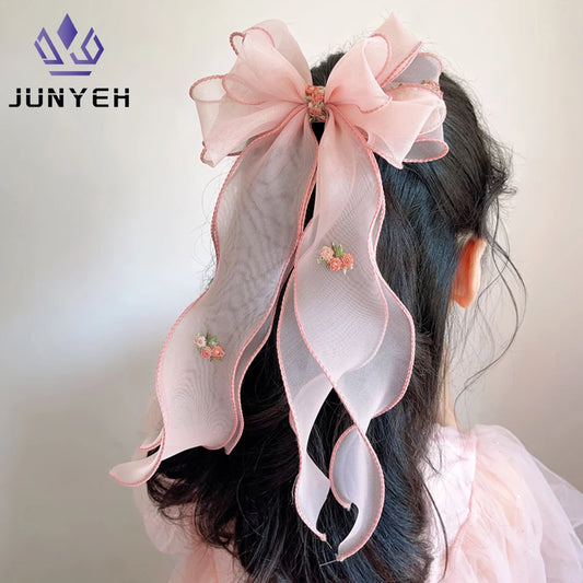 Kids Floral Braided Hair Clip - Princess Embroidered Hair Accessory for Girls’ Ponytail & Stylish Hairstyles