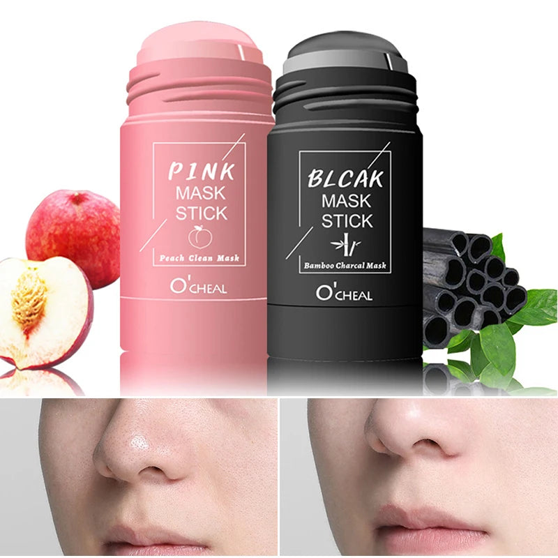 Green Tea & Honey Peach Facial Mask Stick – Pore Cleansing, Moisturizing & Charcoal Mud Mask