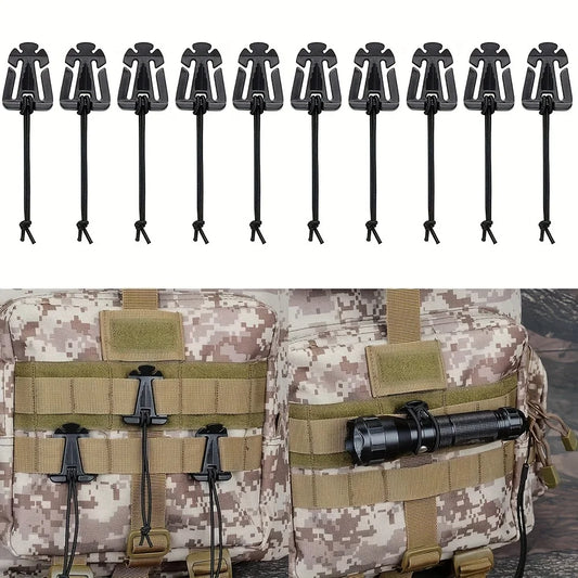 10PCS MOLLE Carabiner Clips - Outdoor Backpack Buckle Hooks EDC Tactical Bag Accessories for Camping Hiking Gear