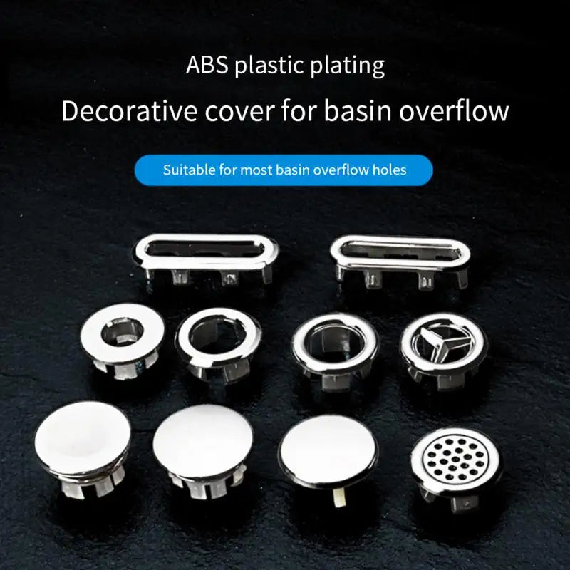 Round Ring Overflow Cover for Bath Sink – Plastic Tidy Trim for Ceramic Basin, Bathroom Sink Replacement Part