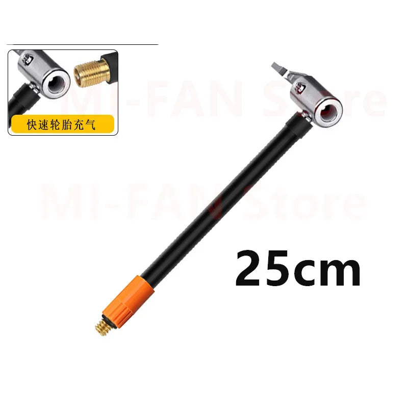 M6 Thread-Locking Air Chuck - Fine-Thread Tire Valve Connector with Air Tube for Integrated Air Pumps