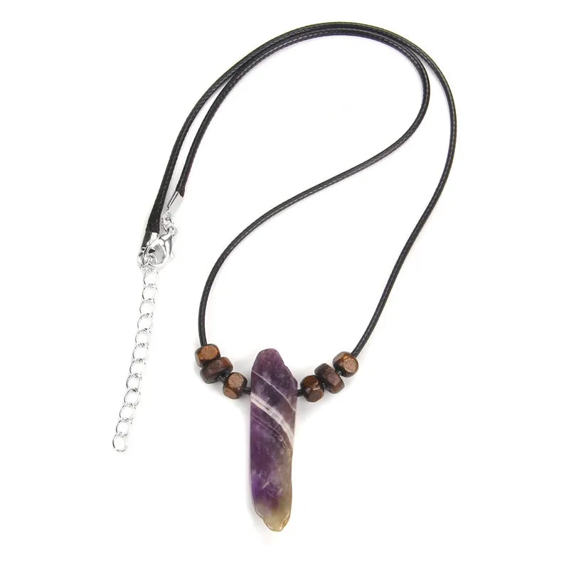 Men's Vintage Rectangle Obsidian Pendant Necklace – Natural Tiger Eye & Labradorite Gem, Leather Rope Braid Healing Jewelry