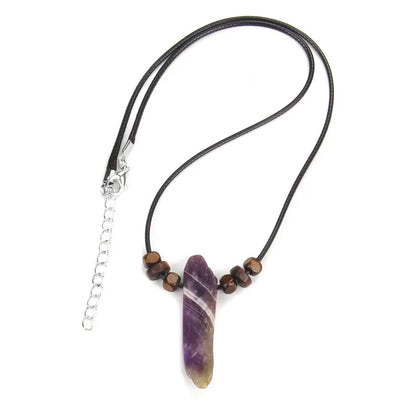 Men's Vintage Rectangle Obsidian Pendant Necklace – Natural Tiger Eye & Labradorite Gem, Leather Rope Braid Healing Jewelry