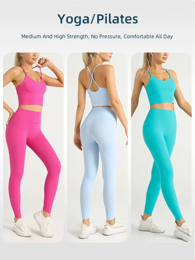 2-Piece Women’s Yoga Tracksuit – Athletic Pilates Fitness Set with Sports Bra & Leggings for Gym Workout