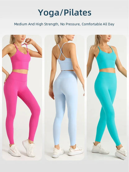 2-Piece Women’s Yoga Tracksuit – Athletic Pilates Fitness Set with Sports Bra & Leggings for Gym Workout