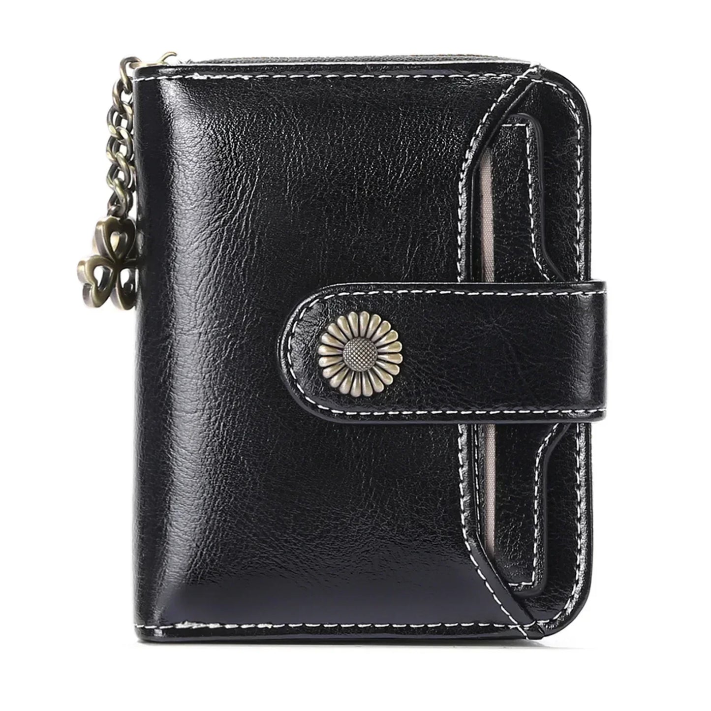 Genuine Leather Short Wallet for Women — Slim Hasp & Zipper Mini Purse, Portable Coin & Card Holder
