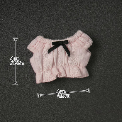 Blythe Doll Clothes Plaid Pleated Skirt & Off-Shoulder Top Tulle Dress Set — Ruffle Skirt for Licca, Azone, OB22, YMY Doll Accessories