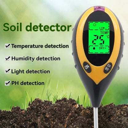 4 in 1 Soil Instrument - Illuminance, pH, Temperature & Humidity Test Detector with Digital Display and Backlight