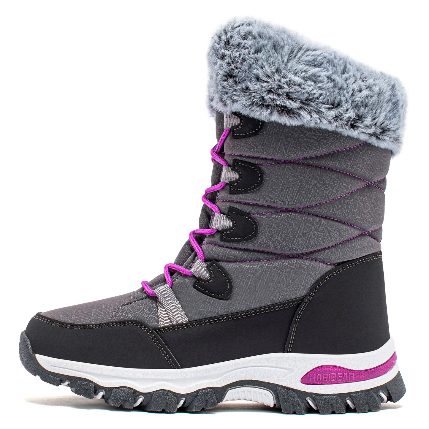 HOBIBEAR Women’s Winter Snow Boots – Waterproof Faux Fur Lined Non-Slip Lace-Up Outdoor Shoes