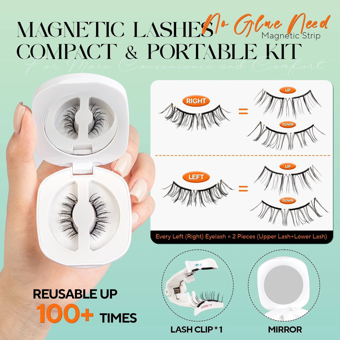 VYRILA Soft Magnetic Eyelashes – No Glue 3D Reusable Lashes for Natural Look & Easy Eye Makeup Application