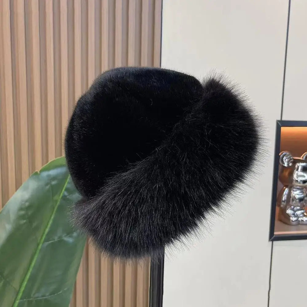 Women’s Winter Fluffy Fur Hat – Thick Warm Faux Fur Ski Cap, Russian Mink Fisherman Style, Windproof