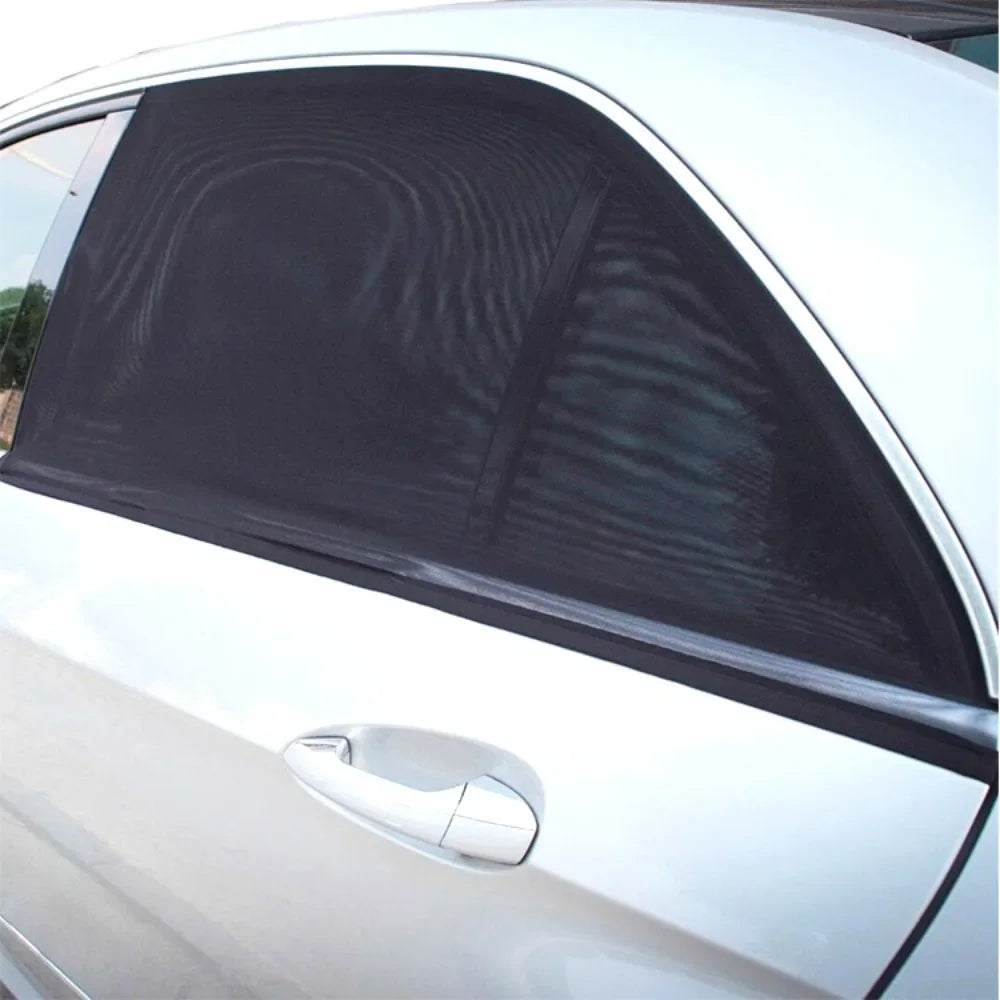4PCS Car Window Sun Shade Mesh Set – UV Protection Curtain Covers for SUV Front, Rear & Side Windows, Anti-Mosquito Sunshade Net Auto Accessories