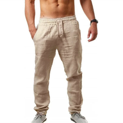 Men's Linen Pants – Breathable Summer Trousers, Solid Color Jogging Fitness Sweatpants for Streetwear