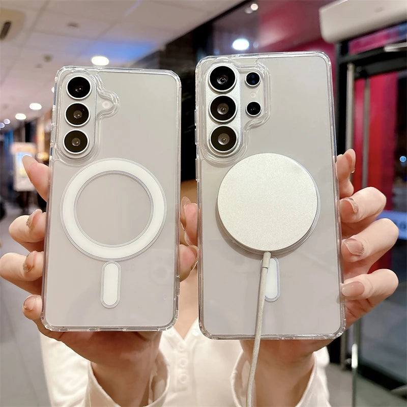 MagSafe Magnetic Clear Phone Case - Transparent Protective Cover for Samsung Galaxy S26, S25, S24 & Galaxy A Series