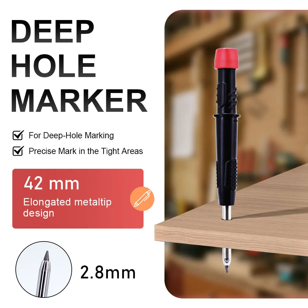 Professional Carpenter’s Pencil Set - 2.8mm Deep-Hole Marking & Drawing Tool for Woodworking & Construction