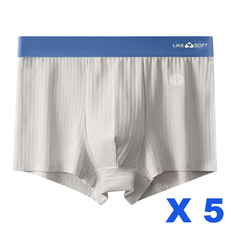 5PCS Men's Striped Boxer Shorts - Funny Comfortable Underwear with U-Convex Design